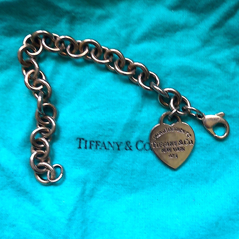 Tiffany & Co. Sterling Silver 925 Please Return To Heart Tag Charm 7” Bracelet